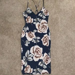Forest green dress with roses